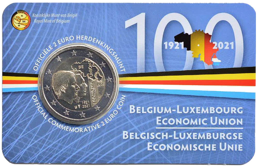 2 euros conmemorativa Centenario de la constitución de la Unión Económica Belga-Luxemburguesa (BLEU)